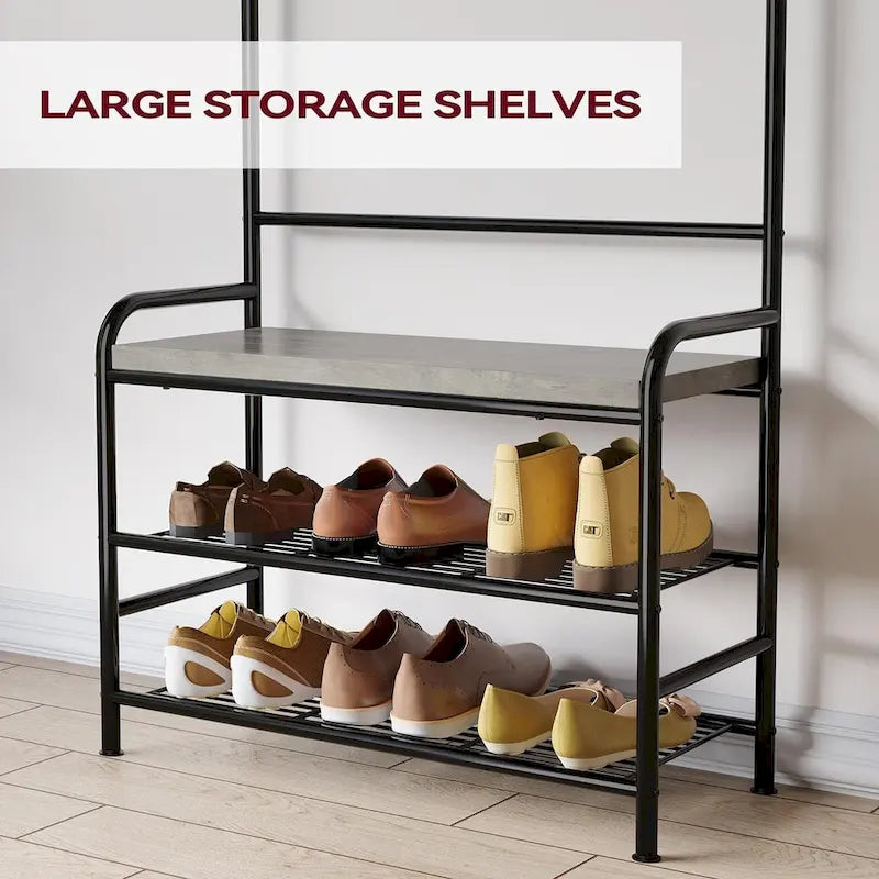 Banc de rangement étroit avec porte-manteau et banc à chaussures pour entrée