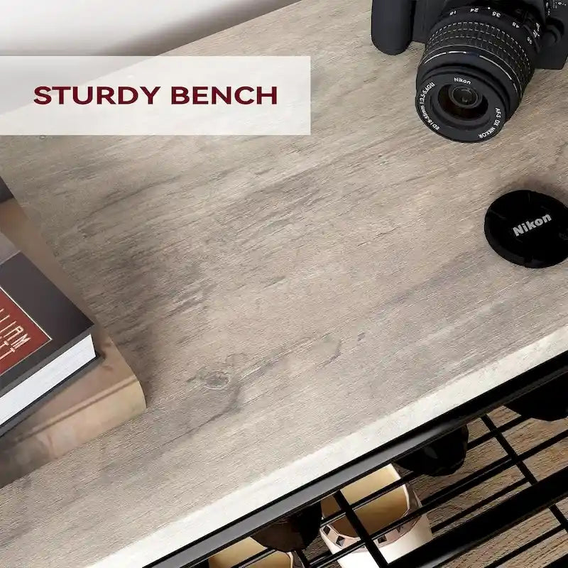 Banc de rangement étroit avec porte-manteau et banc à chaussures pour entrée