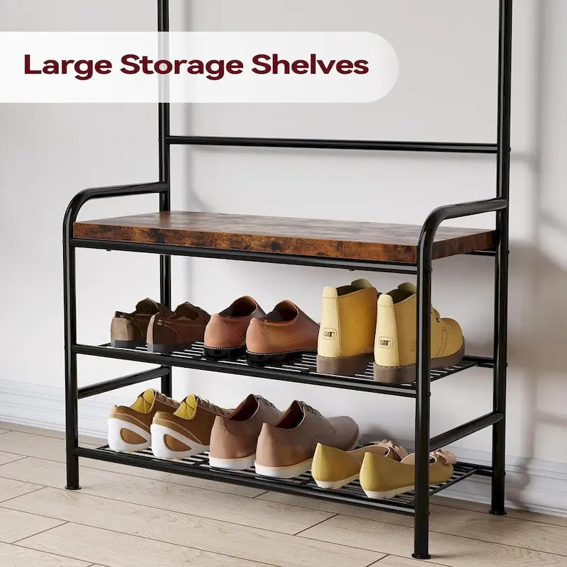 Banc de rangement étroit avec porte-manteau et banc à chaussures pour entrée