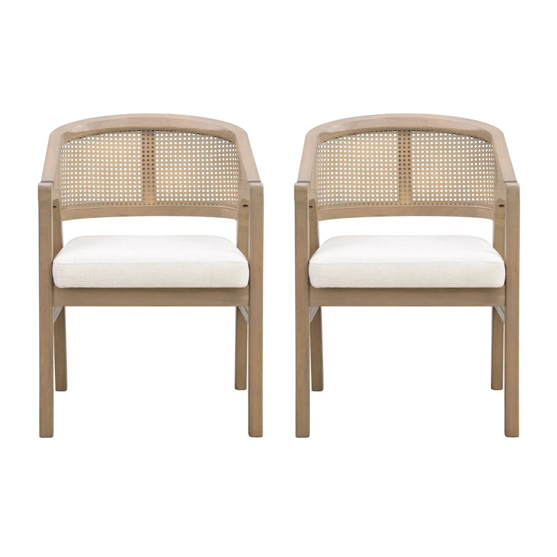 Cane Upholstered Dining Chair (Set of 2)