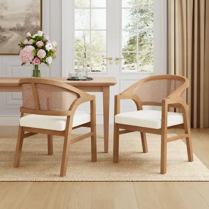 Cane Upholstered Dining Chair (Set of 2)