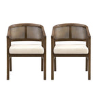 Chaise de salle à manger capitonnée en cannage (paire)