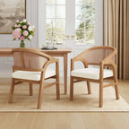 Chaise de salle à manger capitonnée en cannage (paire)