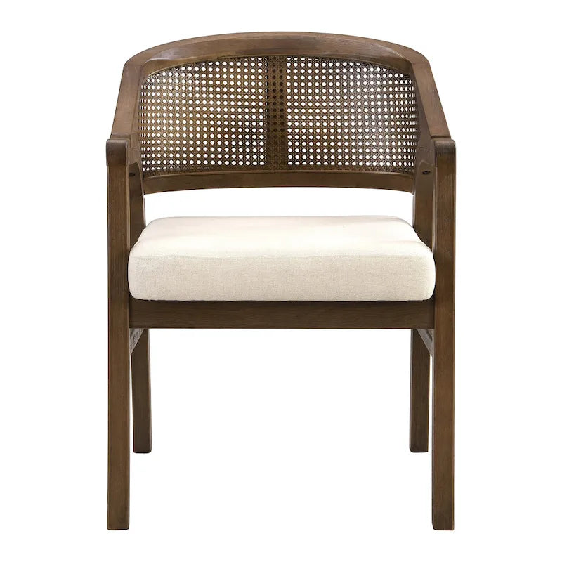 Chaise de salle à manger capitonnée en cannage (paire)