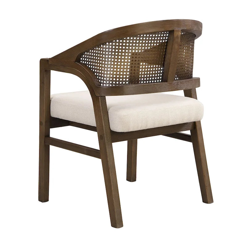 Chaise de salle à manger capitonnée en cannage (paire)