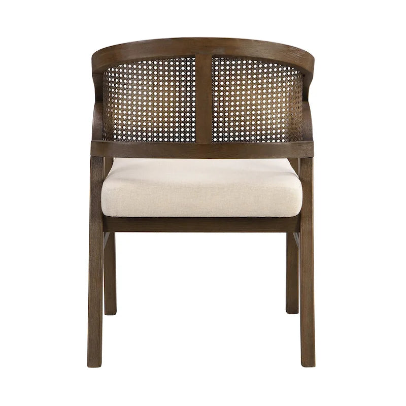 Chaise de salle à manger capitonnée en cannage (paire)