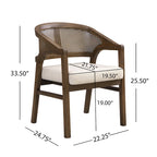 Chaise de salle à manger capitonnée en cannage (paire)