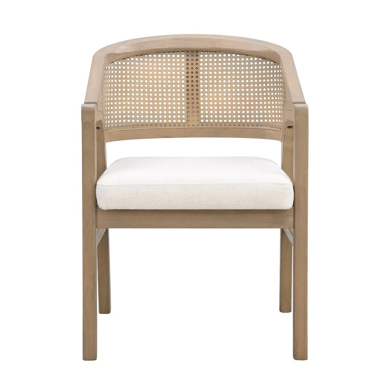 Chaise de salle à manger capitonnée en cannage (paire)