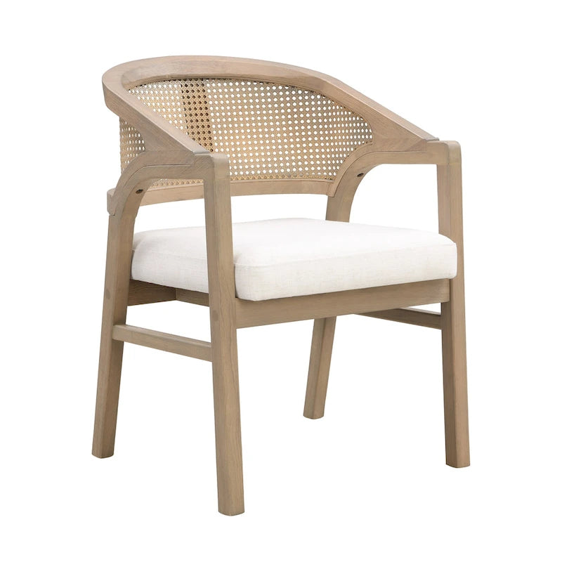 Chaise de salle à manger capitonnée en cannage (paire)