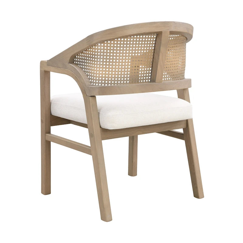 Chaise de salle à manger capitonnée en cannage (paire)