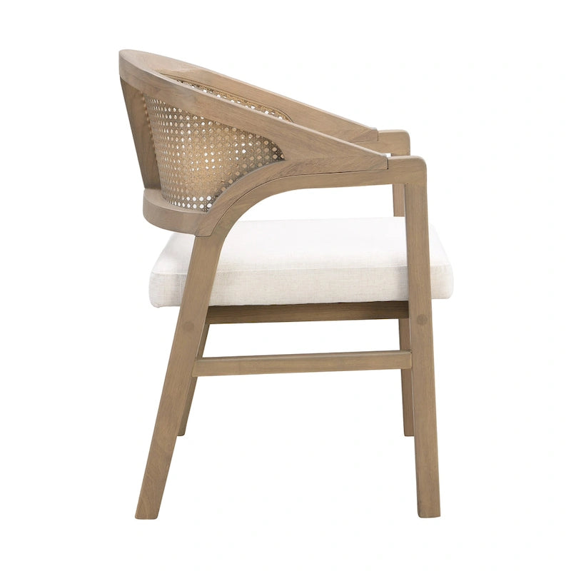 Chaise de salle à manger capitonnée en cannage (paire)