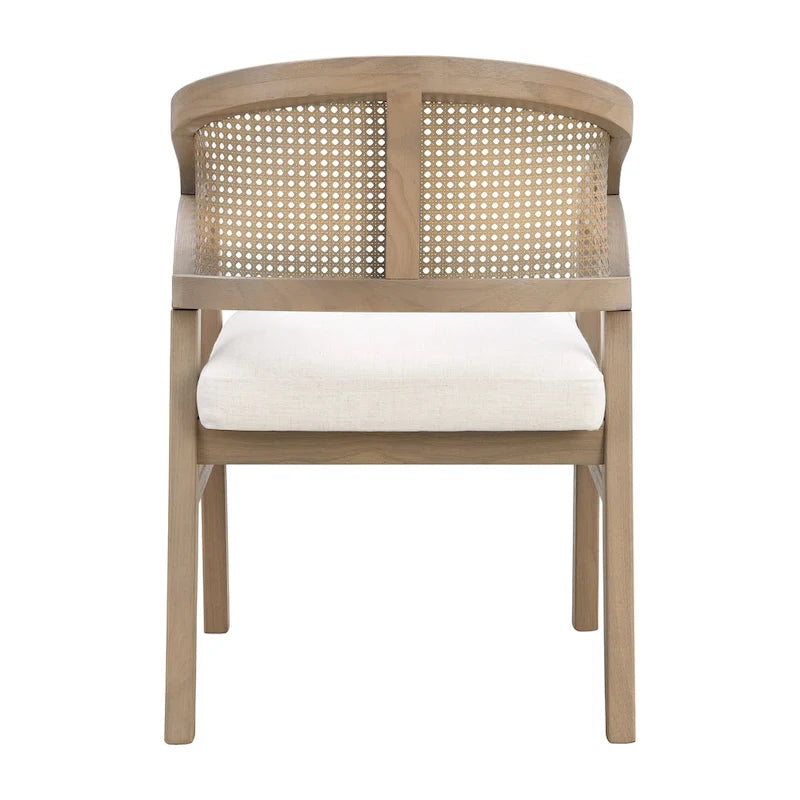 Chaise de salle à manger capitonnée en cannage (paire)