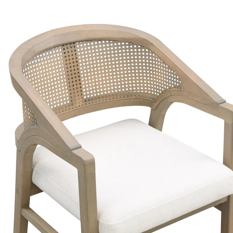 Chaise de salle à manger capitonnée en cannage (paire)
