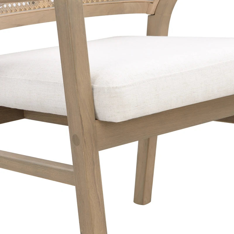Chaise de salle à manger capitonnée en cannage (paire)