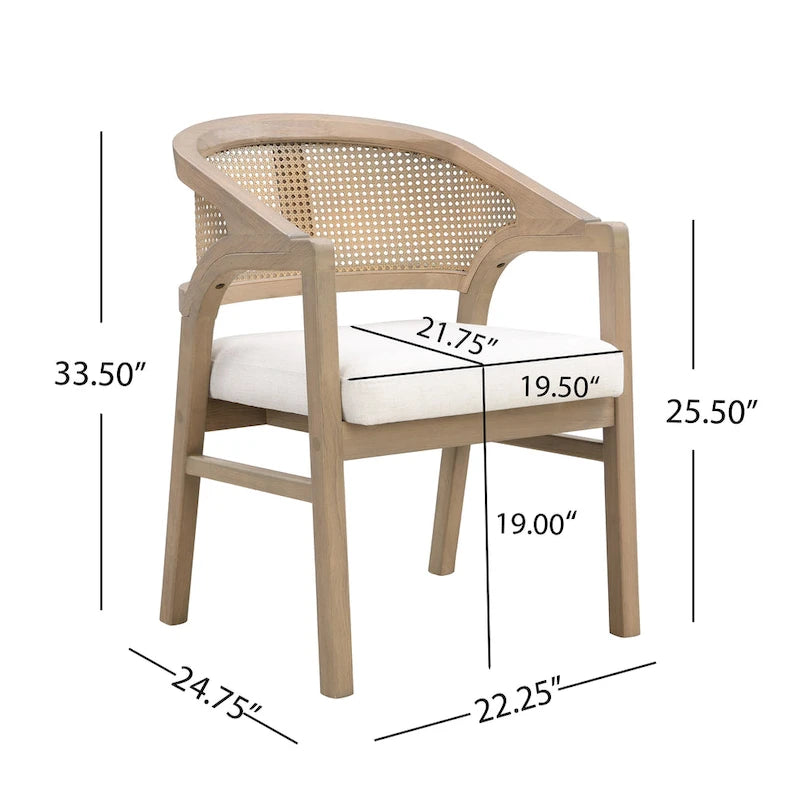 Chaise de salle à manger capitonnée en cannage (paire)