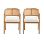 Chaise de salle à manger capitonnée en cannage (paire)