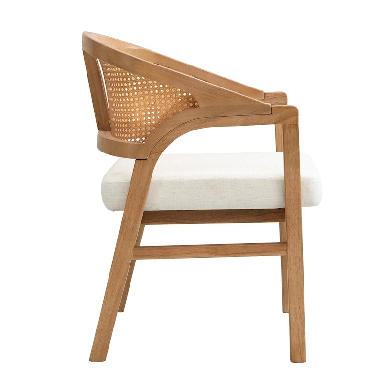 Chaise de salle à manger capitonnée en cannage (paire)