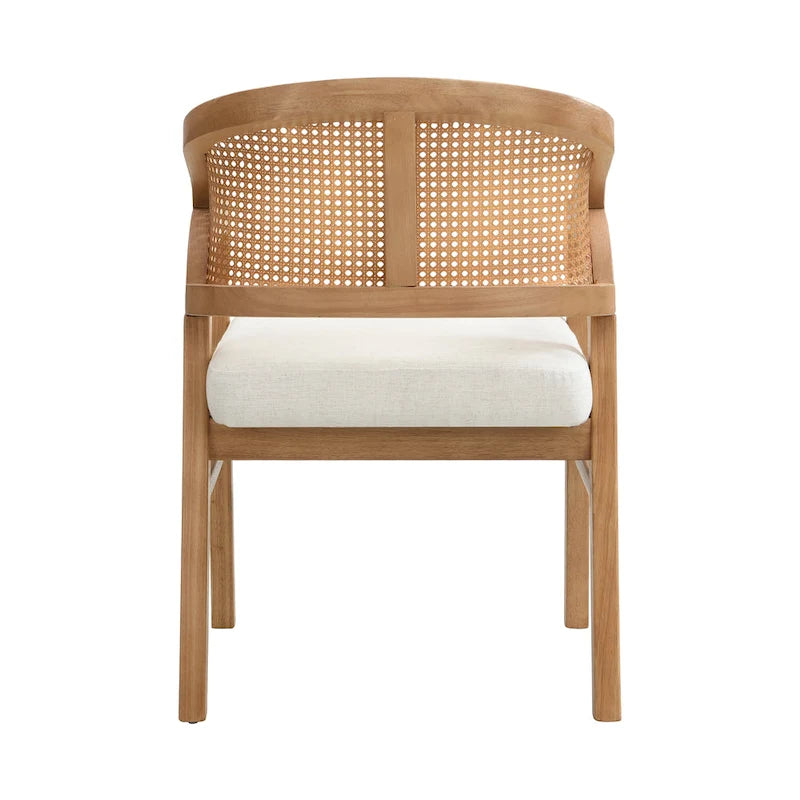 Chaise de salle à manger capitonnée en cannage (paire)
