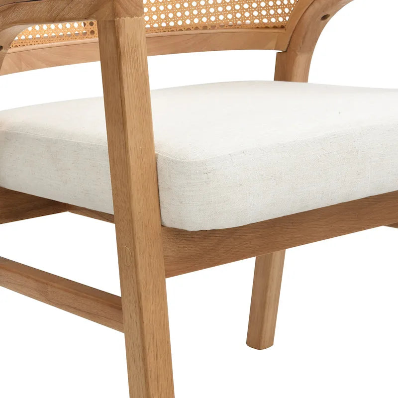 Chaise de salle à manger capitonnée en cannage (paire)