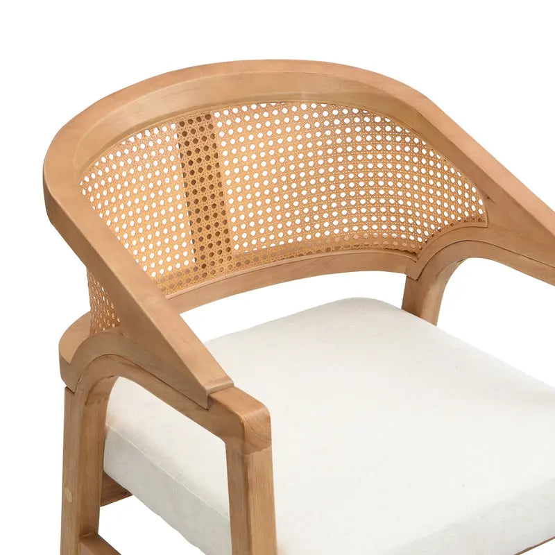 Chaise de salle à manger capitonnée en cannage (paire)
