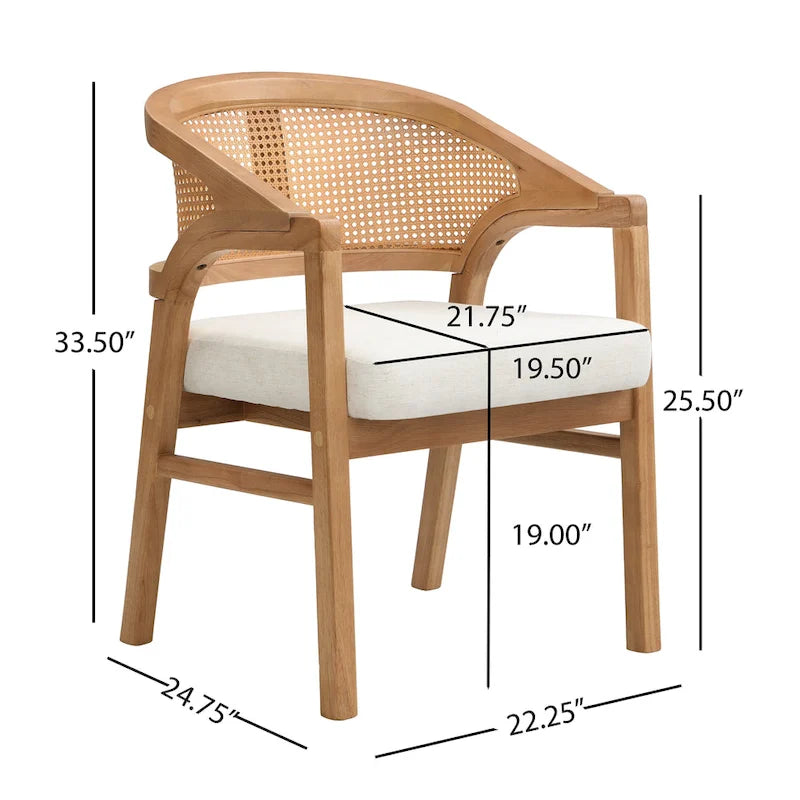 Chaise de salle à manger capitonnée en cannage (paire)