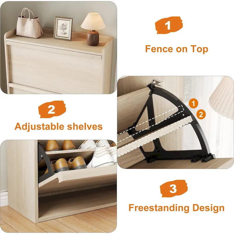Meuble à chaussures avec 3/2/4 tiroirs basculants, rangement à chaussures moderne pour entrée, meuble de rangement à chaussures en bois