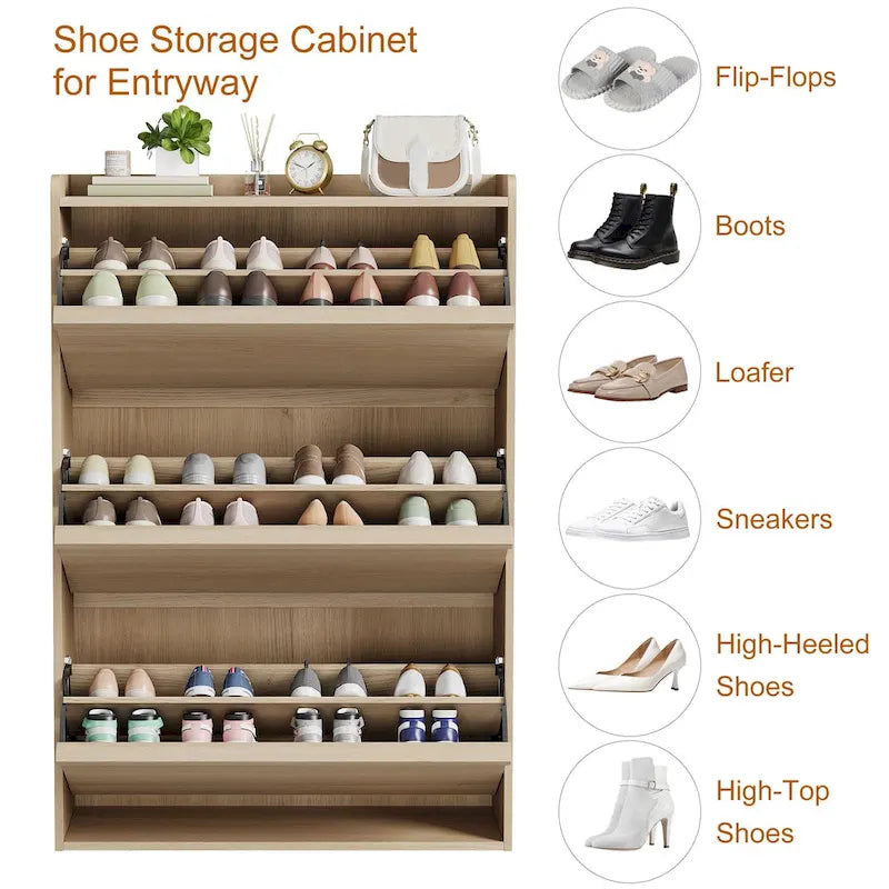 Meuble à chaussures avec 3/2/4 tiroirs basculants, rangement à chaussures moderne pour entrée, meuble de rangement à chaussures en bois