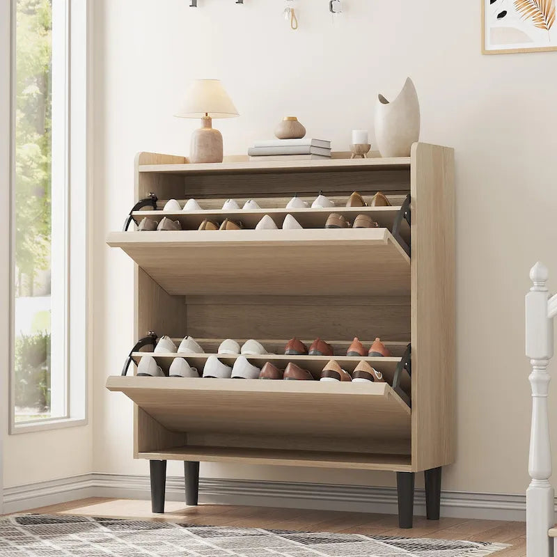 Meuble à chaussures avec 3/2/4 tiroirs basculants, rangement à chaussures moderne pour entrée, meuble de rangement à chaussures en bois