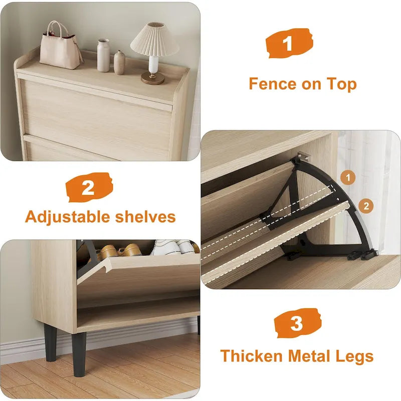 Meuble à chaussures avec 3/2/4 tiroirs basculants, rangement à chaussures moderne pour entrée, meuble de rangement à chaussures en bois