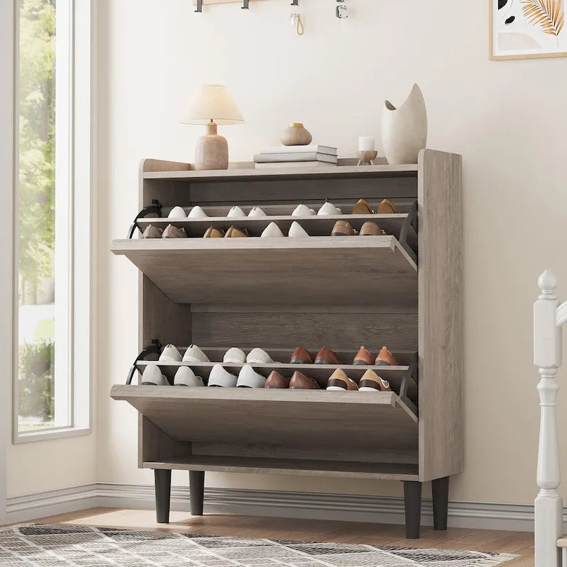Meuble à chaussures avec 3/2/4 tiroirs basculants, rangement à chaussures moderne pour entrée, meuble de rangement à chaussures en bois