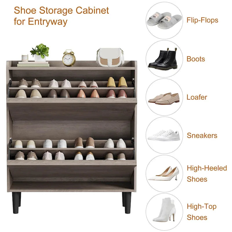 Meuble à chaussures avec 3/2/4 tiroirs basculants, rangement à chaussures moderne pour entrée, meuble de rangement à chaussures en bois