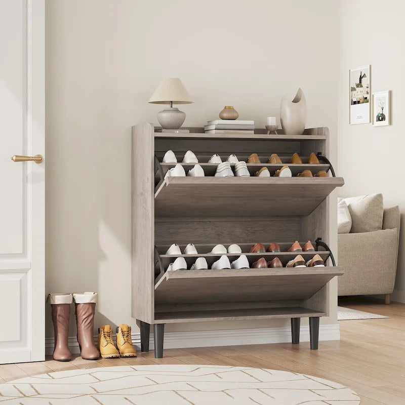 Meuble à chaussures avec 3/2/4 tiroirs basculants, rangement à chaussures moderne pour entrée, meuble de rangement à chaussures en bois