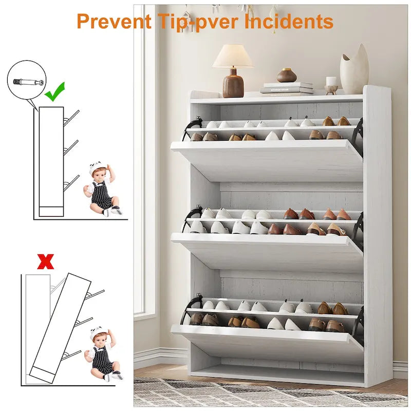 Meuble à chaussures avec 3/2/4 tiroirs basculants, rangement à chaussures moderne pour entrée, meuble de rangement à chaussures en bois