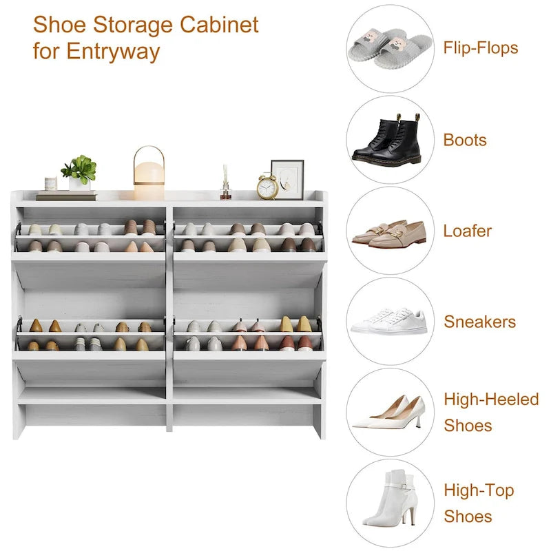 Meuble à chaussures avec 3/2/4 tiroirs basculants, rangement à chaussures moderne pour entrée, meuble de rangement à chaussures en bois