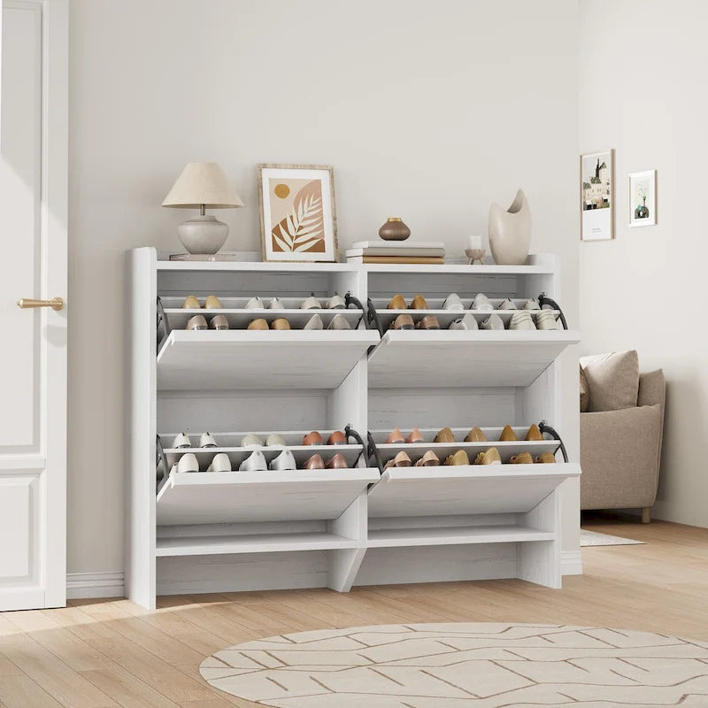Meuble à chaussures avec 3/2/4 tiroirs basculants, rangement à chaussures moderne pour entrée, meuble de rangement à chaussures en bois
