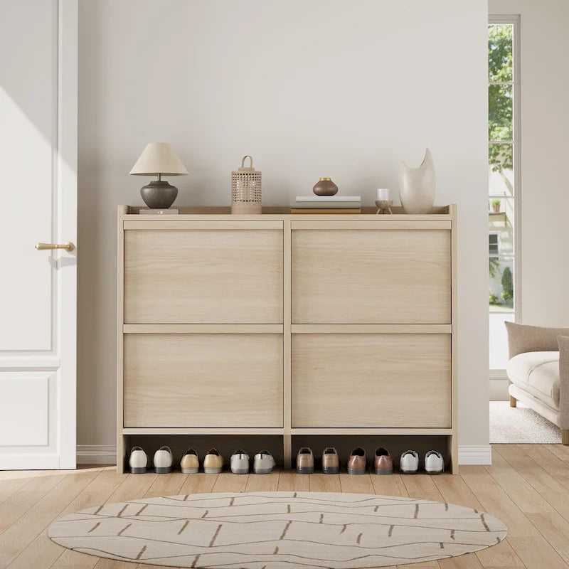 Meuble à chaussures avec 3/2/4 tiroirs basculants, rangement à chaussures moderne pour entrée, meuble de rangement à chaussures en bois