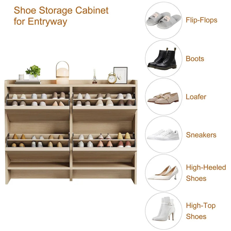 Meuble à chaussures avec 3/2/4 tiroirs basculants, rangement à chaussures moderne pour entrée, meuble de rangement à chaussures en bois
