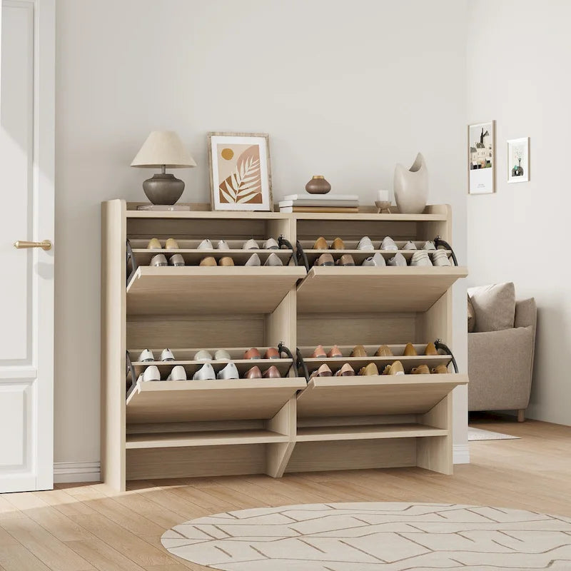 Meuble à chaussures avec 3/2/4 tiroirs basculants, rangement à chaussures moderne pour entrée, meuble de rangement à chaussures en bois