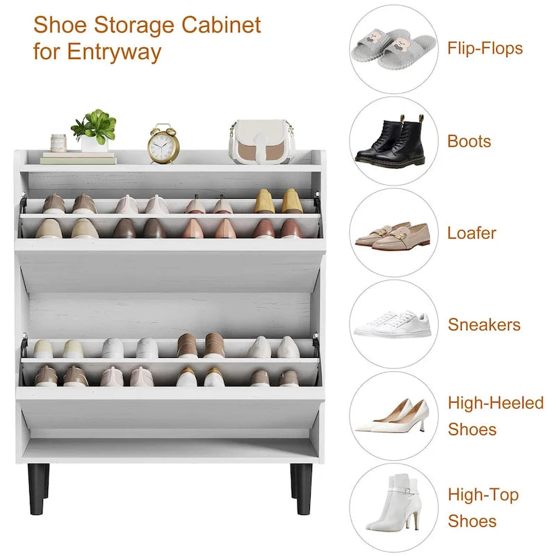 Meuble à chaussures avec 3/2/4 tiroirs basculants, rangement à chaussures moderne pour entrée, meuble de rangement à chaussures en bois