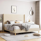 IDEALHOUSE Corduroy, Platform Bed with 51Tall Vertical Headboard