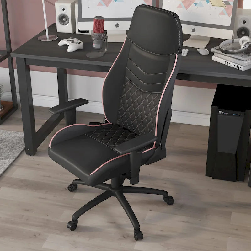 Black Faux Leather Reclining Gaming Chair
