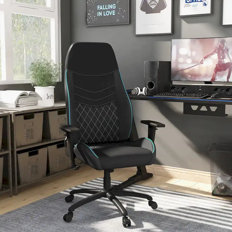 Black Faux Leather Reclining Gaming Chair
