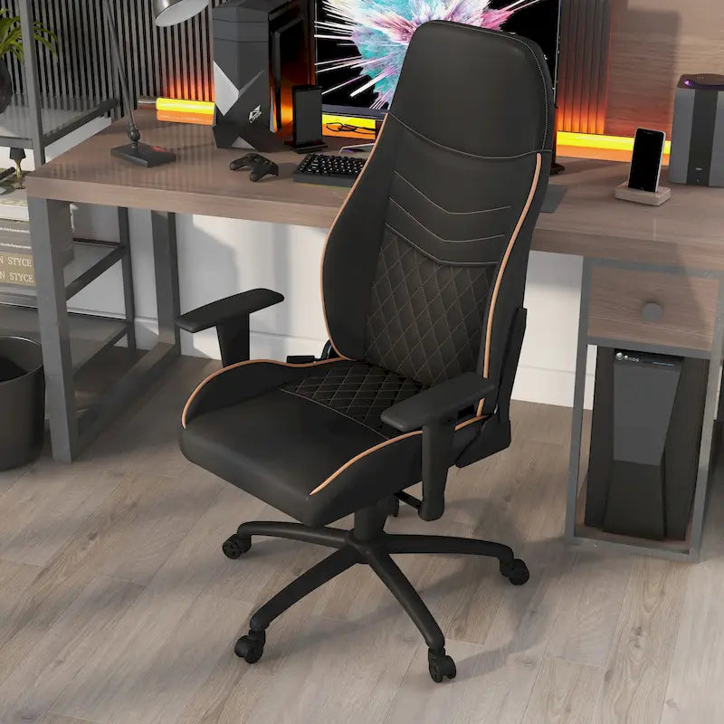Black Faux Leather Reclining Gaming Chair