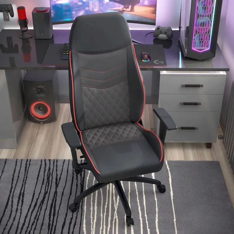 Black Faux Leather Reclining Gaming Chair