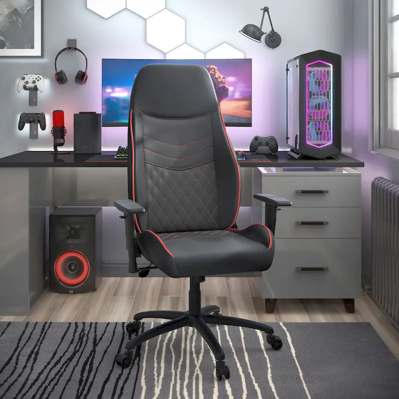 Black Faux Leather Reclining Gaming Chair