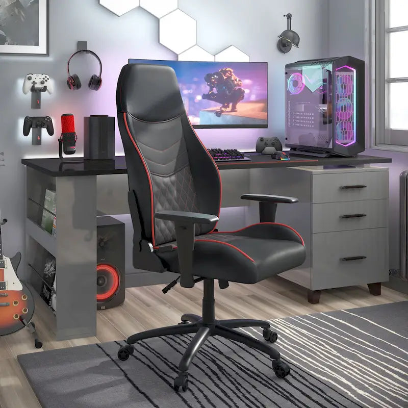 Black Faux Leather Reclining Gaming Chair