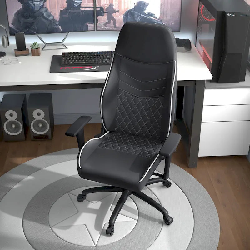 Fauteuil inclinable de jeu en similicuir noir