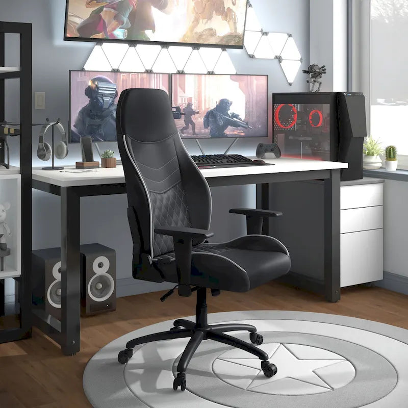 Fauteuil inclinable de jeu en similicuir noir