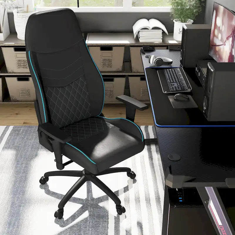 Fauteuil inclinable de jeu en similicuir noir