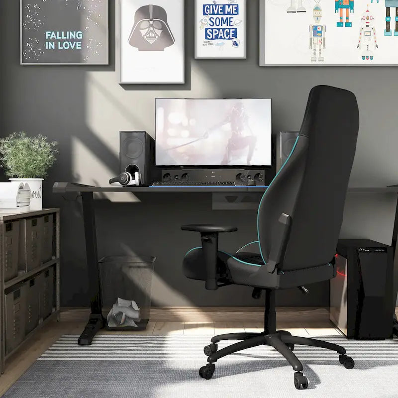 Fauteuil inclinable de jeu en similicuir noir
